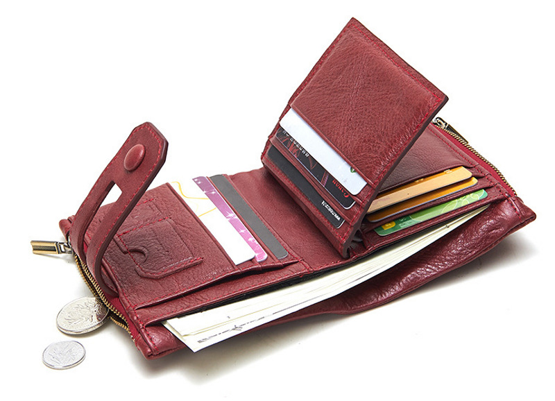 Red RFID Blocking Leather Wallet