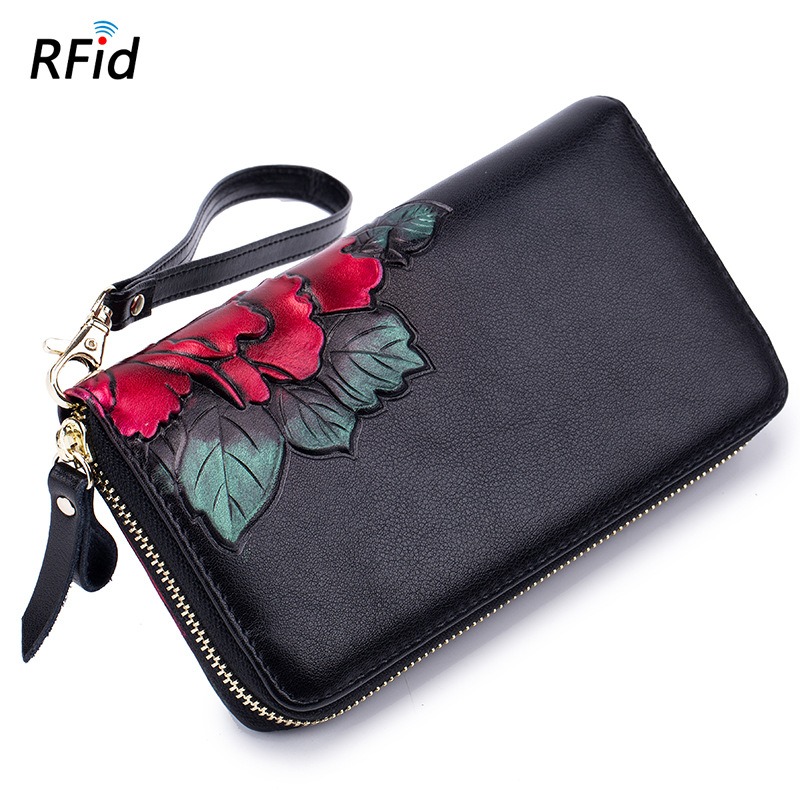 Rose & Butterfly RFID Leather Wallet For Women