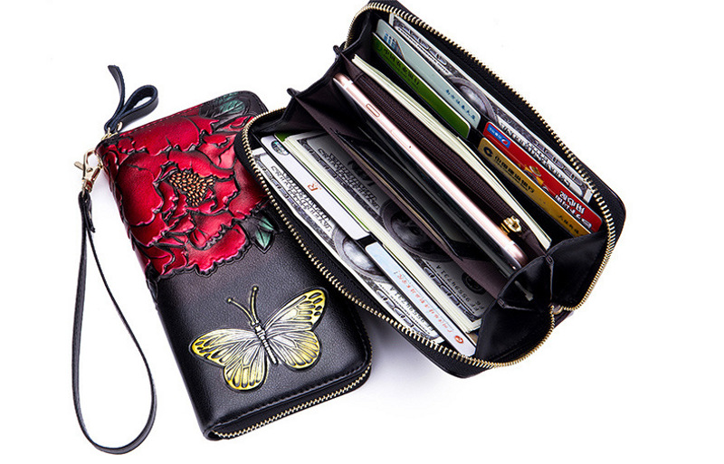 Rose & Butterfly RFID Leather Wallet For Women