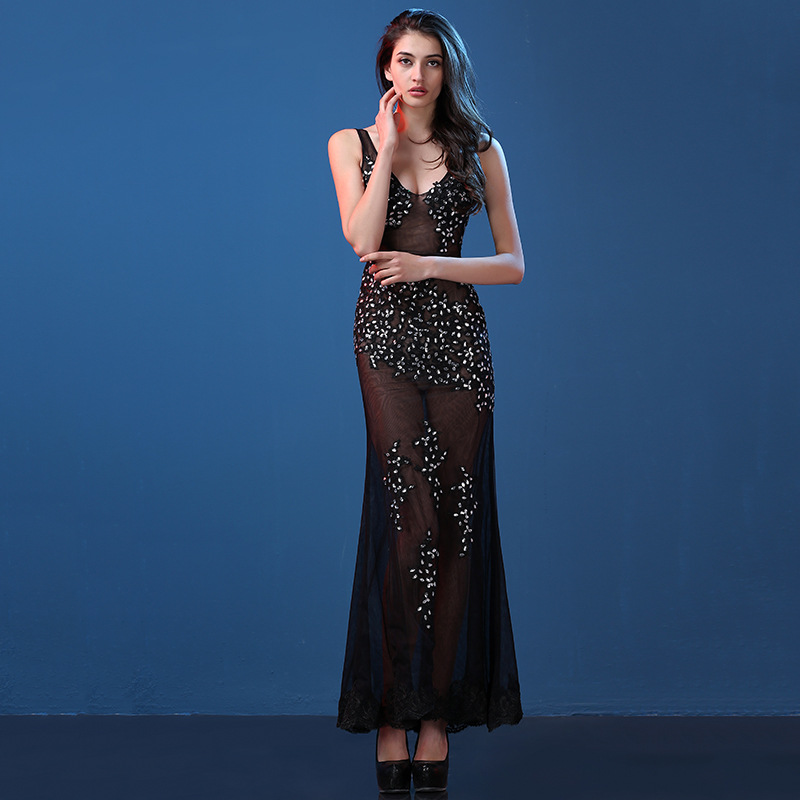 Long dress of transparent lace with culotte IMPERO line Luigi Auletta -  IMPERO - Finizio Collezioni