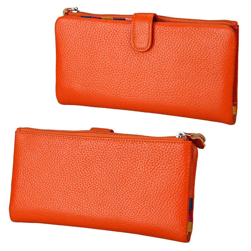 Orange RFID leather wallet