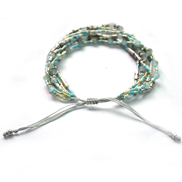 Adjustable Braided Beaded Wrap Wristband