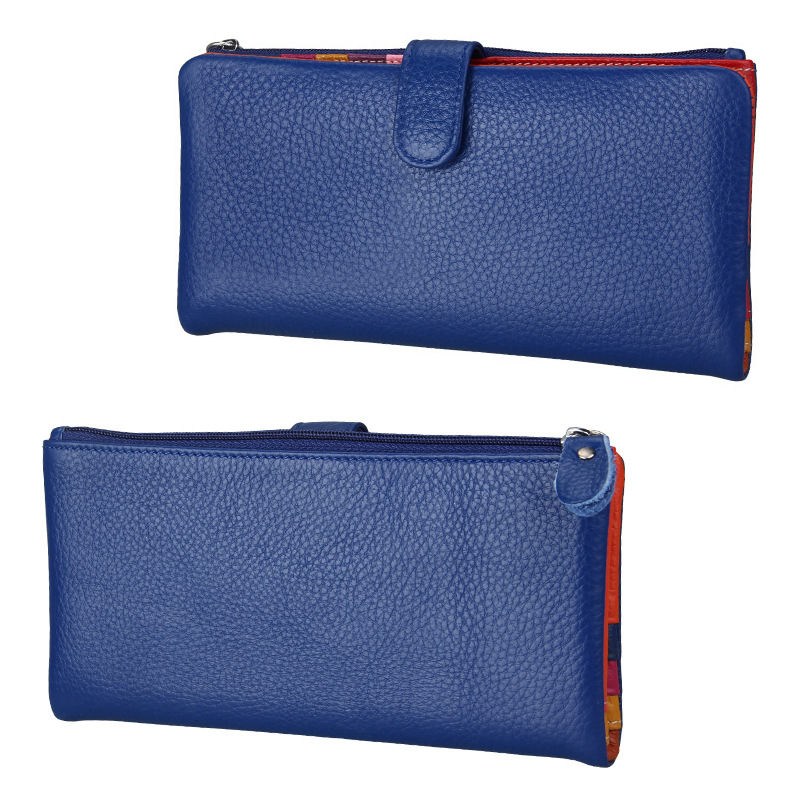 Blue RFID leather wallet