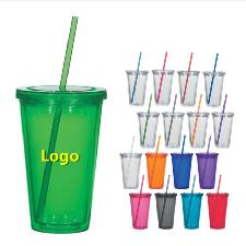 16oz Double Wall Acrylic Tumbler With Straw wholesale, custom logo printed