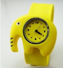 Silicone slap watch with elephant design wholesale, custom logo printed