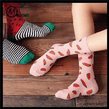 Morewin Fruit strawberries girl's tube sock factory wholesale, custom printed logo