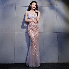 Sexy Sheer Mermaid 3D Floral Lace Silk Hostess Dress Floor Length wholesale