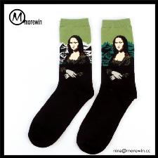 Morewin Mona Lisa socks  wholesale, custom printed logo