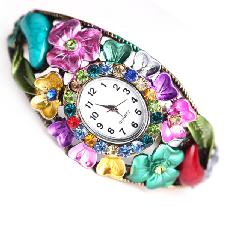 Stylish Flower Rhinestone Bangle Watch For Women wholesale, custom logo printed