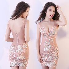 Sexy Mini Silk Lace Dress, Bodycon Transparent Hostess Actress Show Girl wholesale, custom logo printed