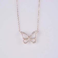 Butterfly Sterling Silver Cubic Zirconia Necklace wholesale, custom logo printed