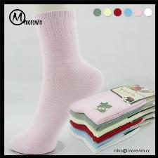 Morewin custom soild color combed cotton tube socks for women wholesale, custom printed logo