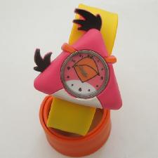 Silicone slap watch with triangle bird design wholesale, custom logo printed