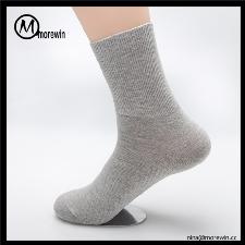 Morewin Custom solid color work men black crew combed cotton socks wholesale, custom printed logo