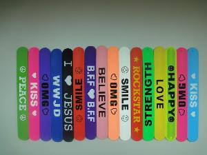 Silicone slap bracelet wholesale, custom logo printed