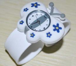 Silicone slap watch with butterfly design wholesale, custom logo printed