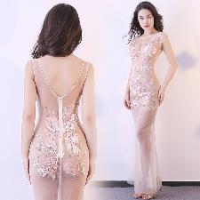 Sexy See Through Evening Dress Real Silk Embroidered Lace Gown wholesale, custom logo printed