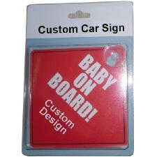 Baby on board car window sign with sucker wholesale, custom logo printed