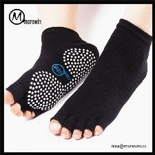 Morewin customized anti slip half toe yoga sock wholesale, custom printed logo