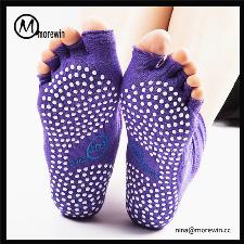 Morewin hot selling women half toe yoga pilates socks anti slip wholesale, custom printed logo