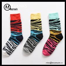 Morewin Famous Color zebra-stripes Crew Socks wholesale, custom printed logo