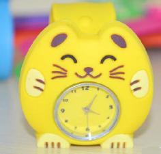Silicone slap watch with cat design wholesale, custom logo printed