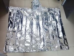 Emergency Disposable Silver Foil Poncho wholesale, custom logo printed