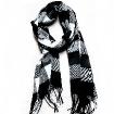 Grid Printing Scarf With Fringe