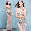 Diamond Mermaid Maxi Evening Gown, Full Length Prom Show Dress
