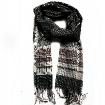 Grid Printing Scarf With Fringe