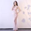 Pink Sexy Transparent Long Mermaid Silk Dress Bodycon