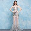 Transparent Diamond Train Dress Backless Real Silk